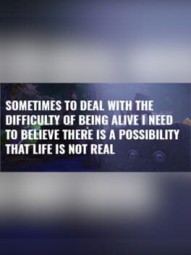 Sometimes to Deal with the Difficulty of Being Alive, I Need to Believe There Is a Possibility That Life Is Not Real.